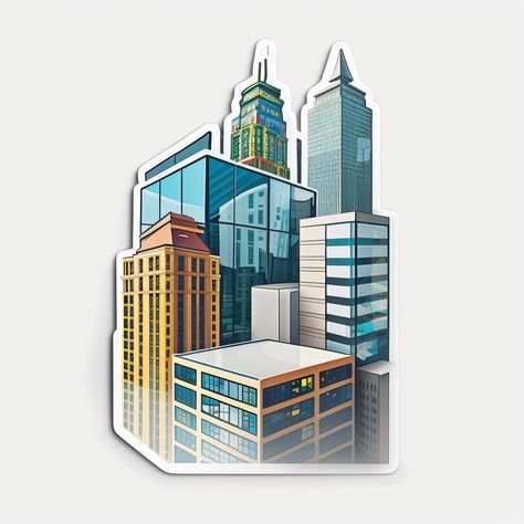 Architecture Stickers Printable, Architecture Stickers, Building Sticker, Architecture Cake, Building Icon, Building Drawing, Architecture Illustration, Residential Building, Aesthetic Stickers