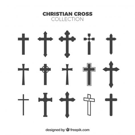 Silhouette christian cross collection. Download thousands of free vectors on Freepik, the finder with more than a million free graphic resources Cruz Vector, Christian Cross Tattoos, Tattoo Line Art, Cross Tattoo On Wrist, Small Cross Tattoos, Cross Ideas, Simple Cross Tattoo, Tattoo Cross, Small Cross Tattoo