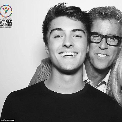 Lawford had three children with his first wife Jeannie Olsson. He is pictured here with his son Matthew in 2015 Peter Lawford, Maria Shriver, Indian Pictures, John Fitzgerald, Special Olympics, Gone Too Soon, Three Children, Arnold Schwarzenegger, Founding Fathers