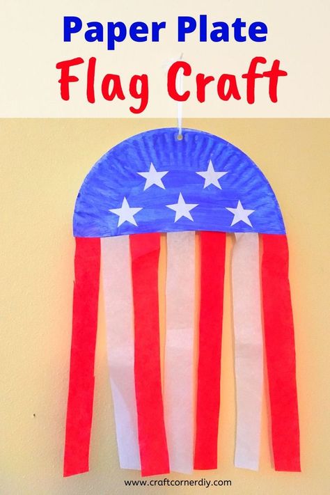 Memorial Day Activities, American Flag Crafts, Fourth Of July Crafts For Kids, Flag Crafts, 4th July Crafts, Blue Crafts, Patriotic Crafts, Daycare Crafts, Paper Plate Crafts