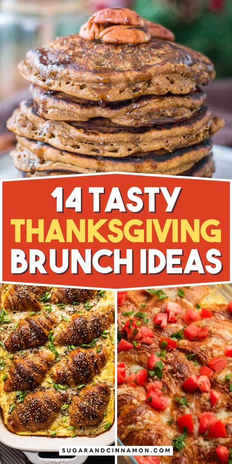 The holiday can be really fun, but we also know that the stress of feeding your guests can be pretty overwhelming. This is why having a tasty Thanksgiving brunch recipe can save the day. Thanksgiving Recipes Breakfast, Thanksgiving Brunch Menu Ideas, Thanksgiving Brunch Menu, Thanksgiving Brunch Ideas, Thanksgiving Brunch Recipes, Thanksgiving Breakfast Ideas, Holiday Meal Ideas, Sweet Pancakes, Thanksgiving Brunch