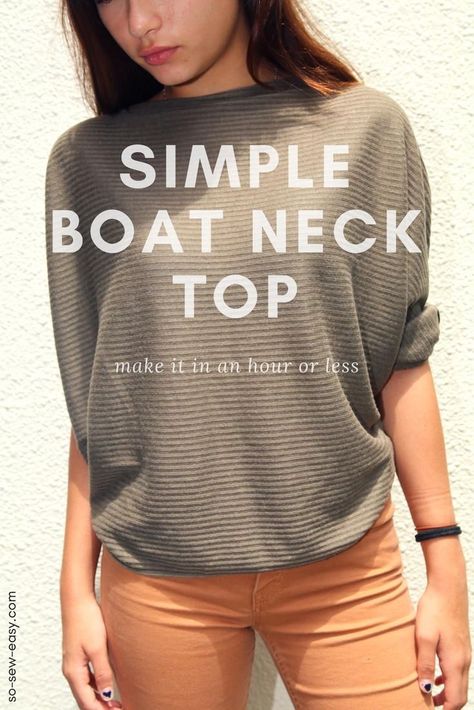 There is no cut more simply sophisticated than the boat neck. Now you can have your own elegant shirt without the department store prices when you use this Free Chic Boat Neck Top Pattern! Boat Neck Top Patterns, Sewing Classes For Beginners, Simple Boat, Sewing Tops, Boat Neck Top, Sew Ins, Make Your Own Clothes, Boat Neck Tops, Sewing Class