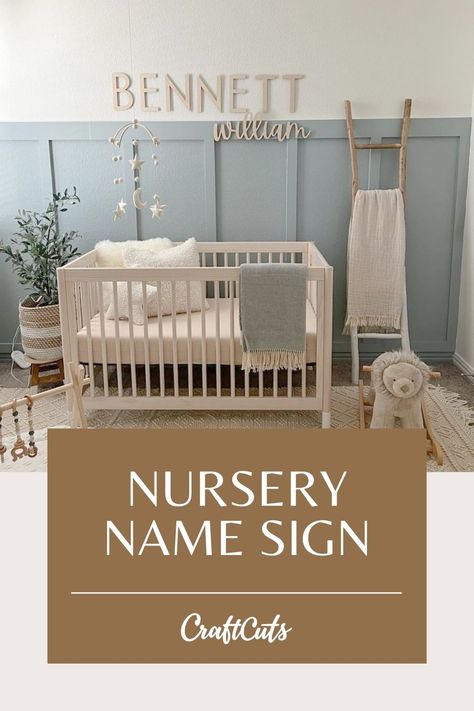 Diy Nursery Name Sign, Diy Name Signs For Nursery Cricut, Diy Name Signs For Nursery, Diy Name Sign, Name Above Crib Boy, Baby Name Signs For Nursery, Wooden Names For Nursery, Wood Wall Decor Diy, Wooden Name For Nursery