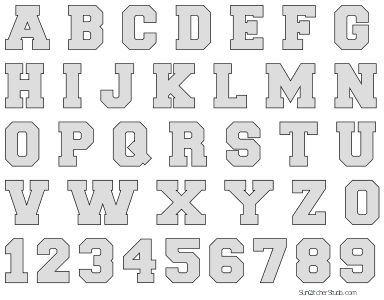 Lettering Alphabet And Numbers, Varsity Alphabet Letters, Varsity Font Alphabet, Sports Alphabet Letters, Jersey Letters Font, Jersey Font Alphabet, Varsity Font Free, Block Lettering Fonts, Diy Varsity Letter