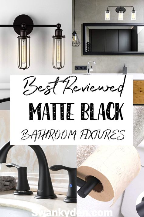 Matte Black Everything, Matte Black Bathroom Fixtures, Black Shower Fixtures, Black Bathroom Light Fixtures, Black Bathroom Fixtures, Matte Black Bathroom Accessories, Black Bathroom Hardware, Black Bathroom Light, Black Faucet Bathroom