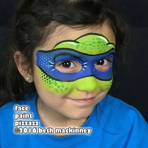 Turtle Face Paint, Ninja Turtle Face Paint, Turtle Makeup, Ninja Makeup, Face Paint Party, Easy Face Painting Designs, Face Painting Easy, Kids Face Paint, Face Painting Halloween