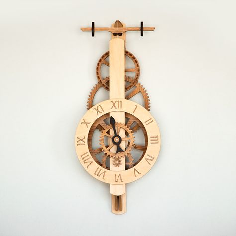 Diadem Wooden Clock Kits, Woodworking Plans Clocks, Wooden Clock Plans, Mechanical Wall Clock, Harry Potter Wooden Clock, Wooden Gear Clock, Wooden Gears, Gear Clock, Wood Supply