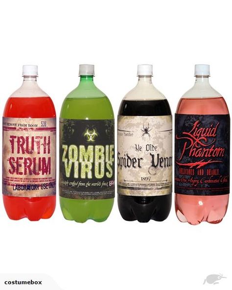 Size:    Care for some zombie virus? Stick these Halloween Soft Drink Bottle Stickers to your bottles this Halloween to terrify your guests! Transform your bori... Soda Labels, Creepy Halloween Food, Table Halloween, Halloween Fest, Zombie Party, Diy Halloween Decor, Halloween Dinner, Halloween Food For Party, Theme Halloween