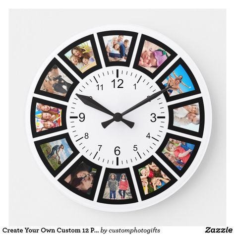 Create Your Own Custom 12 Photo Collage Instagram Large Clock 12 Photo Collage, Collage Gifts, Family Photo Gifts, Photo Collage Wall, Photo Clock, Family Photo Collages, Clock Gift, Customized Photo Gifts, Square Wall Clock