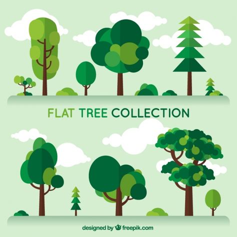 Set trees of different kind in flat design Free Vector Flat Tree, Illustration Design Graphique, 심플한 그림, Cartoon Trees, Flat Design Illustration, Floral Branch, Tree Graphic, Affinity Designer, Copyright Free