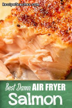 A deliciously easy recipe for Air Fryer Salmon. Just a few simple ingredients and done in 10 minutes! #airfryer #salmon Easy Airfry Salmon Recipes, Salmon Fillet In Air Fryer, Air Fryer Fresh Salmon Recipes, Easy Air Fry Salmon Recipes, Breaded Salmon Air Fryer, Frozen Salmon Air Fryer Recipes Healthy, Fried Salmon Recipes Air Fryer, Air Fryer Salmon Meal Prep, Salomon Air Fryer