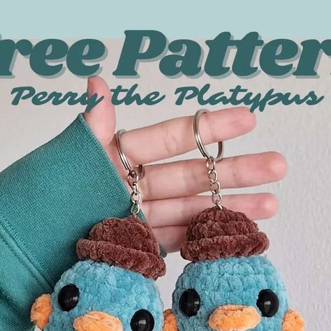 Amigurumi Platypus Free Pattern, Parry The Platypus Crochet, Platypus Crochet Pattern Free, Perry The Platypus Crochet Pattern, Perry The Platypus Crochet, Amigurumi Keychain Free Pattern, Platypus Crochet Pattern, Crochet Stuffy, Grandma Era