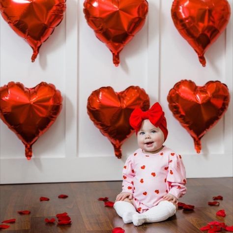 Infant photo shoot for valentines day with red heart balloons Baby And Mom Valentines Photoshoot, Mom And Baby Valentine Pictures, Mommy And Me Valentines Day Photo Shoot, Infant Valentines, Valentine’s Day Toddler Photos, Diy Valentine’s Day Photo Shoot Toddler, Valentines Day Photo Shoot, Valantine Day Baby Photo Shoot, Valentine Shoot