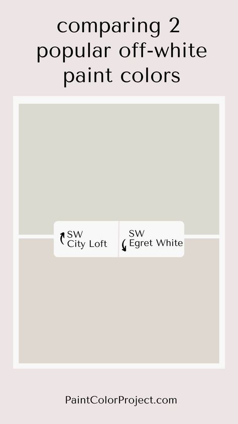 Searching for the perfect off-white paint color? I compare two popular options—City Loft vs Egret White. Let’s see which one could be the best fit for your home. Egret White Sherwin Williams Walls, Egret White Sherwin Williams, Sherwin Williams City Loft, White Sherwin Williams, Off White Paint Colors, Egret White, Off White Paint, Beige Paint Colors, City Loft