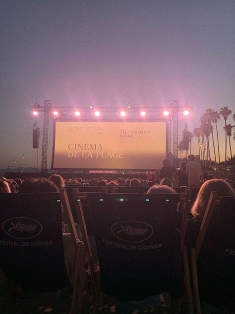 Cinema Screen Aesthetic, Cannes Aesthetic Beach, Film Premiere Aesthetic, Outdoor Cinema Aesthetic, Cannes Film Festival Aesthetic, Beach Festival Aesthetic, Cinema Theatre Aesthetic, Movie Premiere Aesthetic, Cannes France Aesthetic