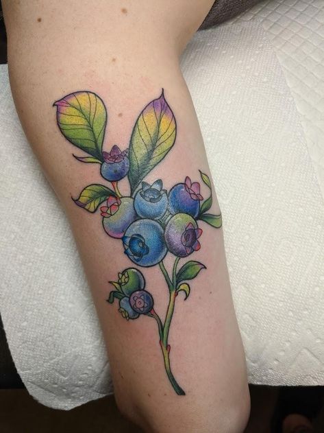 Black Rabbit Tattoo, Blueberry Tattoo, Blueberry Branch, Botanical Tattoo Design, Knee Tattoos, Fruit Tattoo, Rabbit Tattoo, Food Tattoos, Blueberry Plant