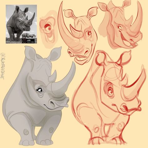 Dave Reed ��🐌 on Instagram: “#latenight #sketches 🦏 Ever try to draw a rhino? They're heads are a puzzle! 😭 - - Photo by: @willbl 📸 👍🏾 - - #art #draw #rhino #cartoon…” Junos Room, Rhino Character Design, Rhinoceros Cartoon, Rhino Sketch, Rhino Cartoon, Rhino Drawing, Rhino Illustration, Anthropomorphic Characters, Animal Poses