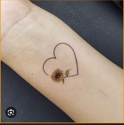 Sunflower Tattoo With Name, Tattoos Matching Sister, Granddaughter Tattoo, Small Sunflower Tattoos, Sunflower Drawings, Cute Matching Tattoos, Tattoos Matching, Cute Sunflower, Sunflower Drawing