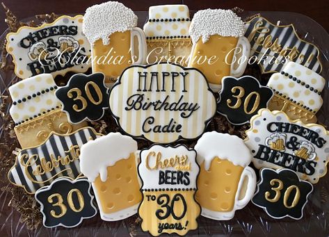 Cheers To 30 Years Cookies, Star Wars Pumpkin, Cheers And Beers Birthday, Beer Cookies, 30th Bday Party, Beer Cake, 30th Bday, Beer Birthday, Beer Party