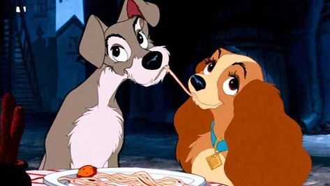 Eating Spaghetti, Lady And The Tramp, Spaghetti, Disney, Dogs