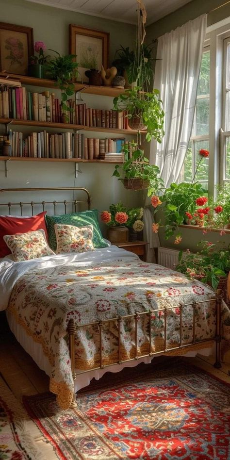 Granny Home Aesthetic, Cottage Core House Interior Bedroom, Grandmacore Apartment, Granola Apartment, Granola Aesthetic Room, Granny Chic Bedroom, Grandmacore Decor, Grandmacore Bedroom, Grandma Bedroom