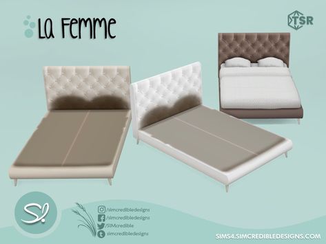 The Sims Resource - La Femme Bed frame Sims 4 Bed Cc, Sims 4 Bed, Sims 4 Beds, Frame Download, Log Baskets, Sims 4 Cc Furniture, Outdoor Hats, Sims House, Maxis Match