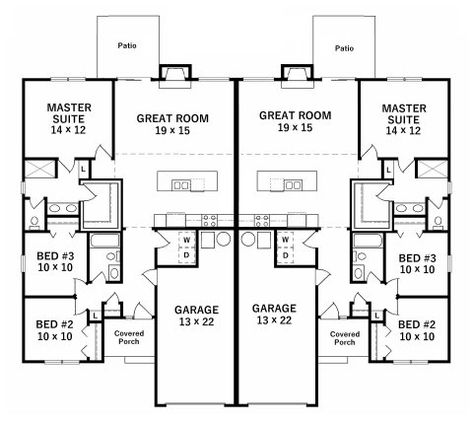 Bungalow Curb Appeal, Two Story Bungalow, Columns Design, Multigenerational House Plans, House Plans Design, House Design Plans, 3 Bedroom Floor Plan, Duplex Floor Plans, Duplex Plans