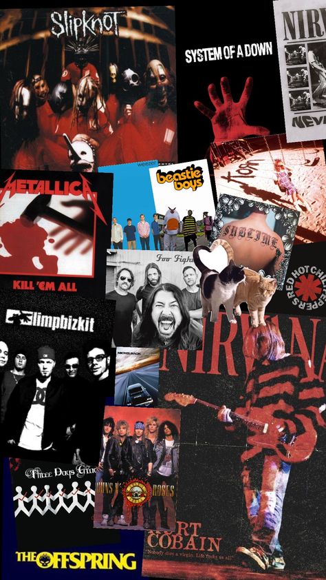 a wallpaper full of all my favorite bands System Of A Down, A Wallpaper, Weezer, Slipknot, Foo Fighters, Green Day, Music Is Life, My Favorite, Band