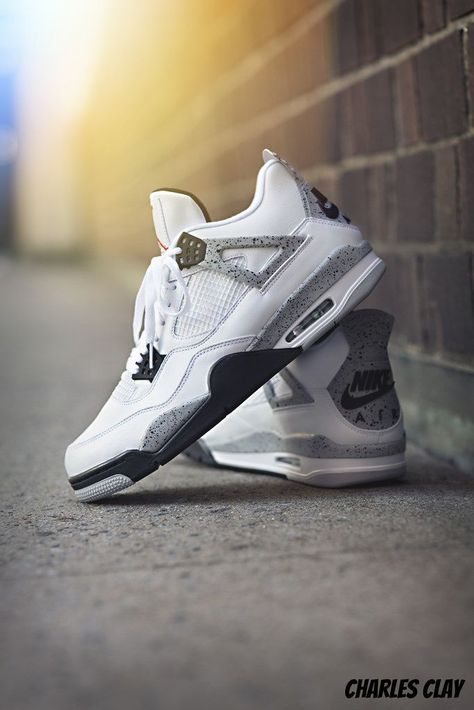 Air Jordan 4 White Cement, Jordans 4, Sepatu Air Jordan, Jordan 4 Shoes, Jordan 4 White Cement, Jordan 4 White, Nike Free Runners, Shoes Sneakers Jordans, White Cement