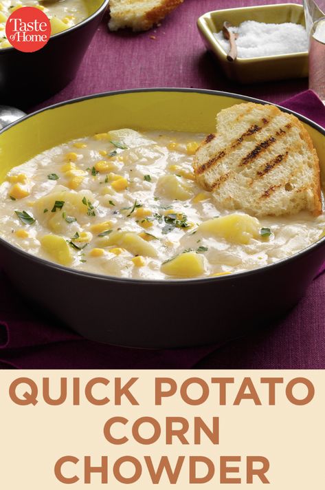 Potato Corn Chowder Soup, Vegetarian Corn Chowder, Easy Corn Chowder, Corn Chowder Soup, Potato Corn Chowder, Chicken Corn Chowder, Potato Chowder, Instant Potatoes, Vegetarian Nutrition