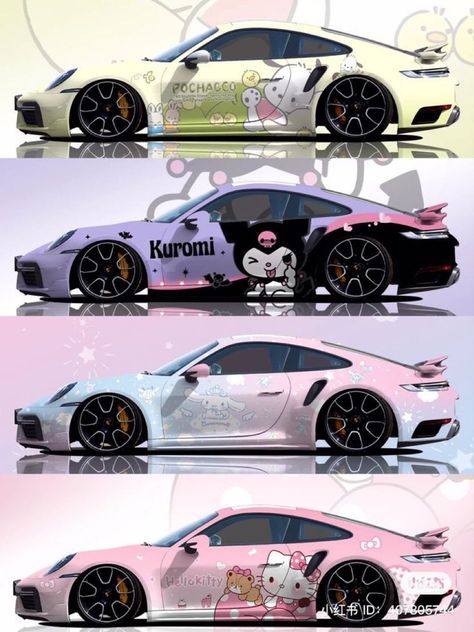 Images Hello Kitty, Hello Kitty Car, Image Moto, Motorcycle Aesthetic, Cool Car Accessories, Pimped Out Cars, Pretty Bike, Girly Car, Car Designs