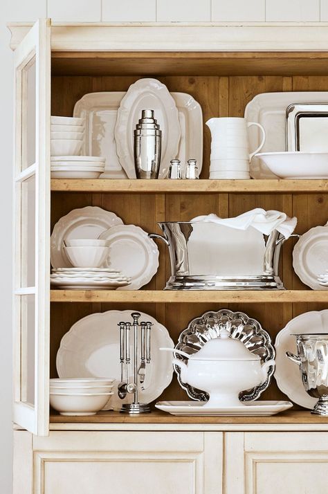 Monday Inspirations 8.14 - Harlowe James White Dishes Display, Dishes Display, Wall Drapes, Dutch Colonial Homes, Party Bucket, Bar Tray, Bar Tool Set, Monday Inspiration, White Dinnerware