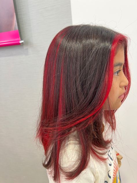 Wine Red Peekaboo Hair, Peek A Boo Red Hair, Red Hair Peekaboo, Hair Color Peek A Boo, Peek A Boo Hair Color Ideas, Red Peekaboo Hair, Peek A Boo Hair Color, Girls Hair Color, Peak A Boo Hair