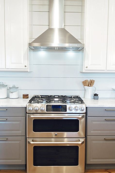 GE Cafe series gas range and double oven. IKEA Bodbyn cabinets in Gray and White Kitchen Paintings On Canvas, Kitchen Paint Inspiration, Kitchen Paintings, Ikea Bodbyn, Ge Cafe, Fixer Upper Kitchen, Paint Inspiration, Kitchen Remodel Before And After, New Kitchen Cabinets