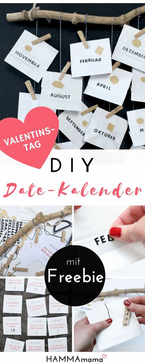 DIY Date-Kalender als Geschenk zum Valentinstag für ihn basteln mit Gutschein-Freebie Boyfriend Gift Diy, Saint Valentin Diy, Valentines Bricolage, Creative Diy Gifts, Diy Calendar, Presents For Boyfriend, Diy For Men, Diy Presents, Cadeau Diy