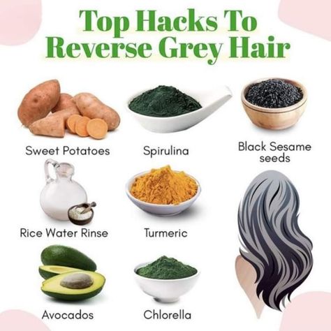 Grey Hair Natural Remedy, Grey Hair Natural, Reverse Grey Hair, Grey Hair Remedies, Prevent Grey Hair, Reverse Gray Hair, Top Hacks, Ayurvedic Therapy, Organization Closet