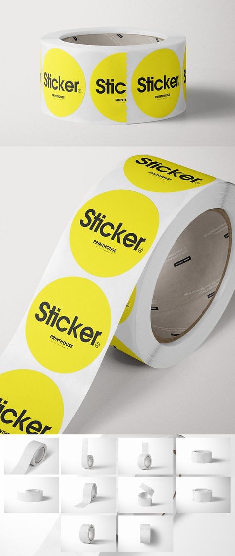 Round Roll Stickers Mockup Set Round Sticker Design, Sticker Mockup, Graphic Design Freebies, Paper Mockup, Design Presentation, Packaging Product, Stationery Mockup, Professional Style, Box Mockup