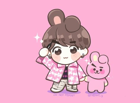 #JK Bt21 Kookie Cute, Bangtan Chibi, Cooky Bt21, Chibi Bts, Fanart Bts, Jungkook Fanart, Baby Clip Art, Simple Cartoon, Chibi Drawings