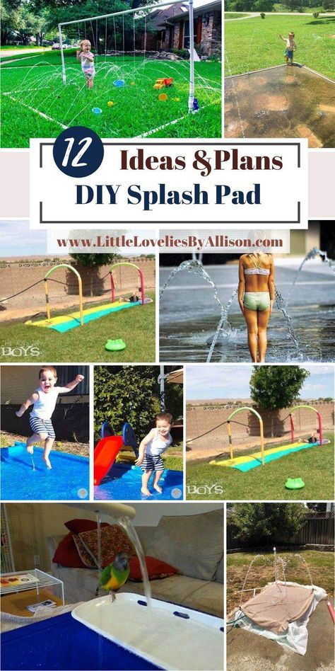 Diy Splash Pad For Kids, Splash Pad Ideas, Diy Splash Pad, Backyard Water Park, Backyard Splash Pad, Backyard Water Parks, Diy Safety, Kids Yard, Splash Zone