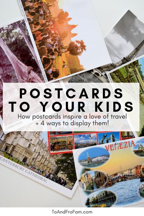 Postcards to kids: Let them see the world from home - To & Fro Fam Greetings From Postcard, Make Your Own Postcard, Postcrossing Postcards, Sending Postcards, Postcard Display, City Postcard, Canterbury Cathedral, Postcard Book, Virtual Travel