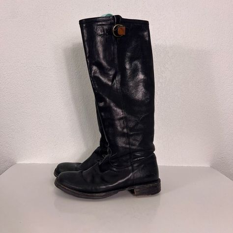 Good Condition Fiorentini + Baker Black Leather Tall Riding Boots Has Zippers Along Inside Size 38 = 8 5b Tall Riding Boots, Shoes Heels Boots, Riding Boots, Shoes Women Heels, Heeled Boots, Shoes Heels, Black Leather, Fashion Inspo, Women Shoes