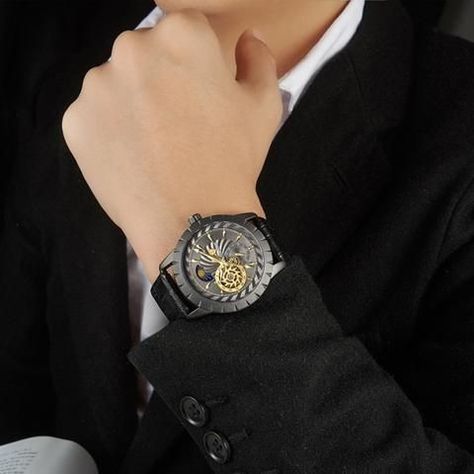 Black Dps For Boys, Black Dps, Steampunk Casual, Dps For Boys, Cheap Watches, Men's Watch, New Black, Skeleton, Clock