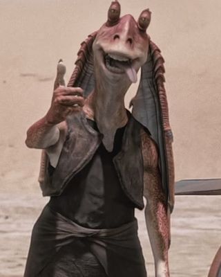 https://www.pinterest.com/spockj22/ While standing in on the Galactic Senate, Jar Jar Binks votes in favor of Order 66, leading to the destruction of the Jedi and the rise of the Galactic Empire. Even more reason to hate him. |( Jarjar Binks, Star Wars Jar Jar, Jar Jar Binks, Later Day Saints, In Meme, Dark Vador, Star Wars Jokes, Attack Of The Clones, Motion Capture