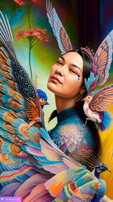 Woman with bird wings. Digital Fantasy made with AI. Bird Wings, Diamond Painting, Birds