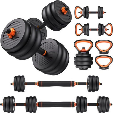 【20 lbs Dumbbell Set】The fully assembled dumbbell set has a total weight of 20 lbs, including the total weight of the weight plate is 18 lbs, and the total weight of the dumbbell bar and nuts used for assembly is 2 lbs.
【4 in 1 Multifunctional Dumbbell Set】With it, you can get a pair of dumbbells also barbells, kettlebells, and push-up stands. Push Up Stand, Fitness Exercises, Adjustable Dumbbells, Adjustable Weights, Dumbbell Set, Strength Training Equipment, Free Weight, Weight Set, Cycling Workout