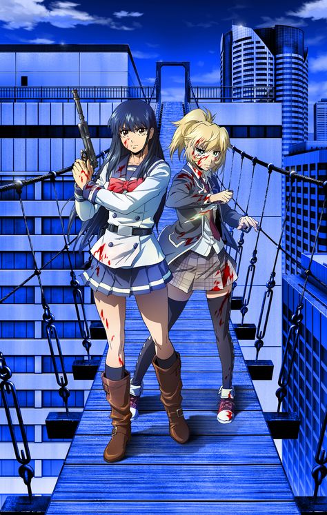 High Rise Invasion, Poster Anime, Anime Wallpaper Phone, Yuri Anime, Gothic Anime, Anime Wall Art, Fanarts Anime, Dark Anime, Anime Inspired