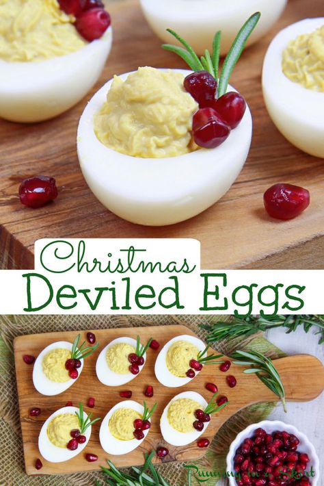 Christmas Deviled Eggs via @juliewunder Christmas Holiday Appetizers, Christmas Deviled Eggs, Holiday Deviled Eggs, Healthy Deviled Eggs Recipe, Healthy Deviled Eggs, Spicy Deviled Eggs, Best Holiday Appetizers, Christmas Appetizers Easy, Christmas Appetizer