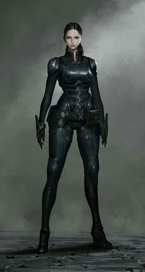 Battle Gear Female, Spy Concept Art Character Design, Stealth Suit Concept Art Female, Sci Fi Spy Character Design, Female Scifi Armor, Female Soldier Concept Art, Female Scifi Character, Female Spy Character Design, Sci Fi Outfits Female