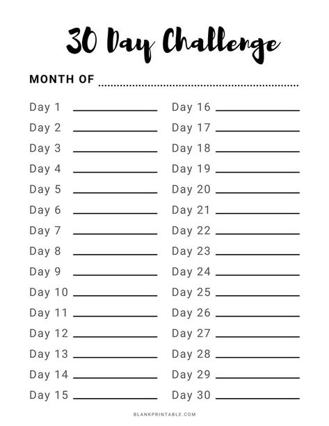 30 Day Challenge Blank Chart Printable Template. Print Free 30 Day Challenge Planner in PNG and PDF format. 30 Day Challenge Tracker, Fitness Calendar, Study Calendar, Printable Habit Tracker, Fitness Tracker Printable, Life Skills Lessons, Challenge Tracker, Blank Calendar Template, Workout Calendar