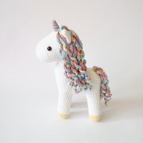 Amethyst the Unicorn - Hand Crocheted Toy Smiley Crochet, Crochet Unicorn Pattern, Unicorn Crochet, Crochet Pattern Instructions, Crochet Unicorn, Crochet Things, Unicorn Pattern, Fun Crochet, Paintbox Yarn